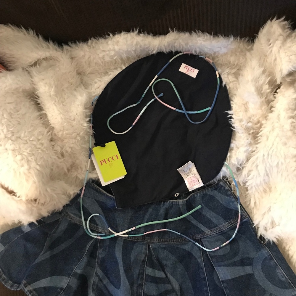 Emilio Pucci Denim Top and Skirt Set